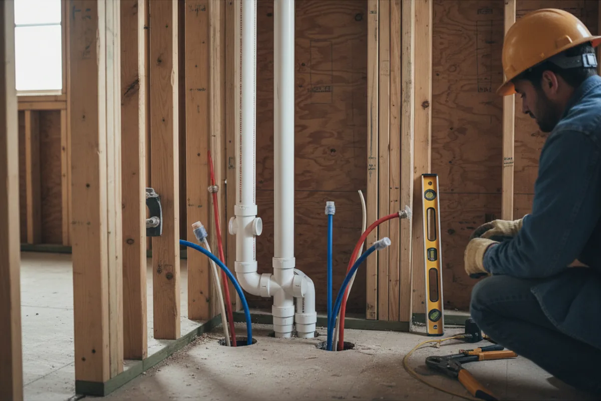 Drain and supply rough-in during Leak Detection in Gay